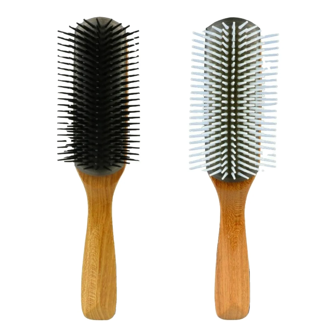 

private label wooden handle comb detangling hair brush, Customized color