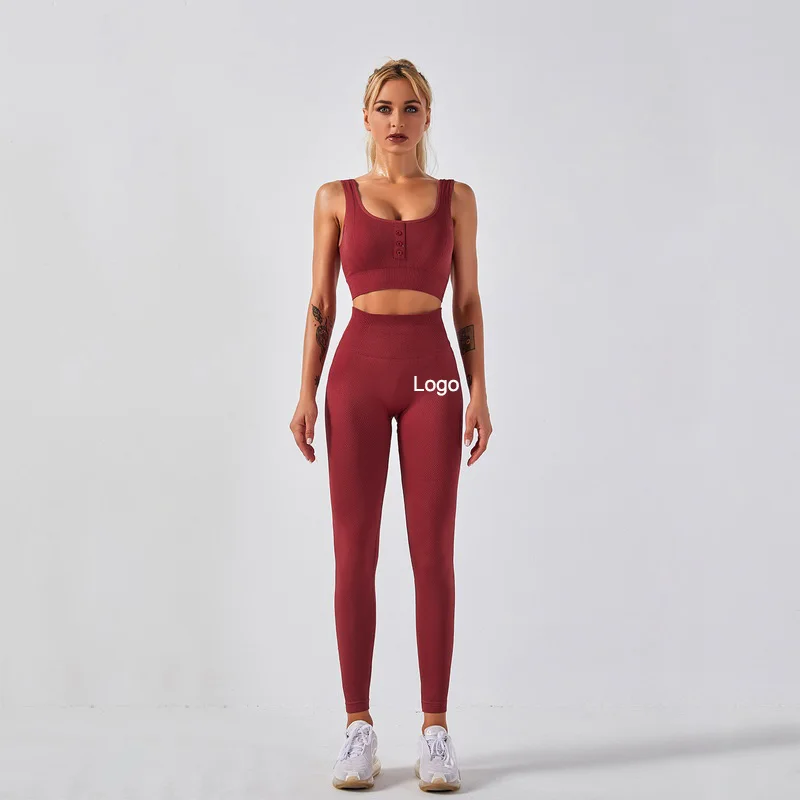 

2021 Spring Summer Women Activewear Workout Wear Multi color Seamless Bra Slimming Leggings Sports Set Yoga Suit, As picture