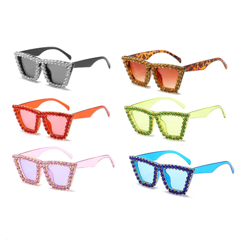 

Popular 2021 sunglasses party sea beach holiday diamond shades sunglasses square luxury rhinestone sunglasses women sun glasses, As is or customized