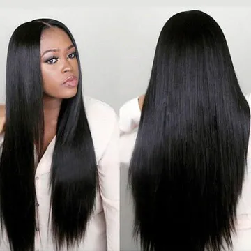 

Synthetic Europe and the United States selling African wigs female natural black mid-point bangs long straight hair wig headgear