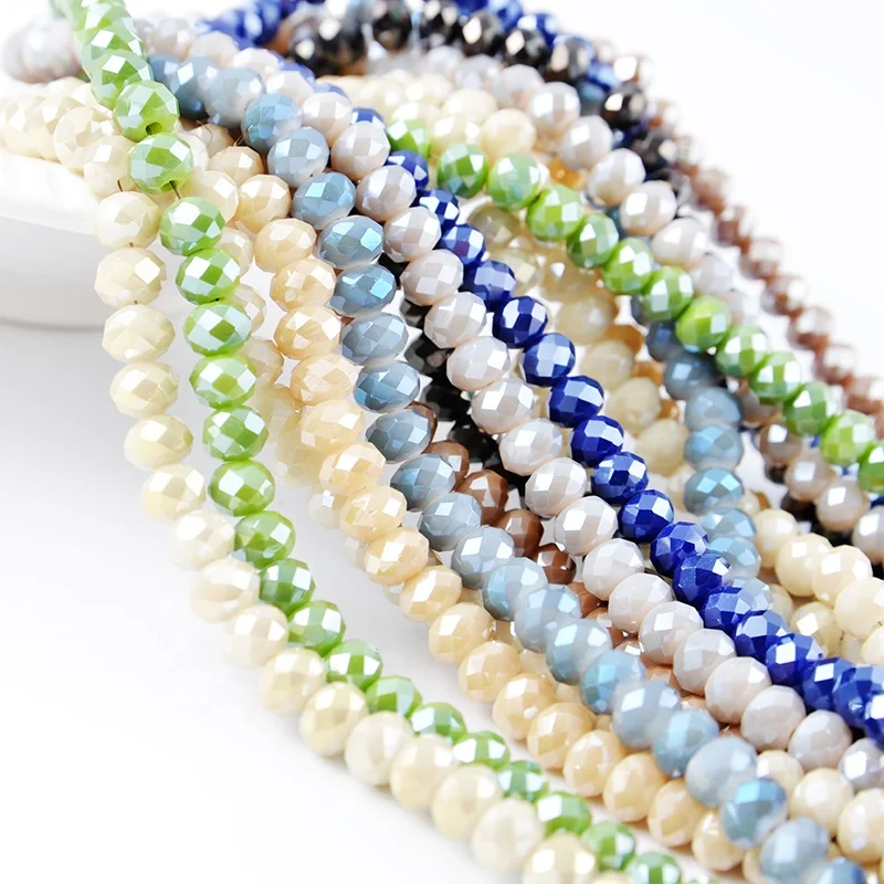 

1mm 2mm 4mm 6mm 8mm 10mm All Sizes Rondelle Faceted Glass Crystal Beads, Various colors can be chosen