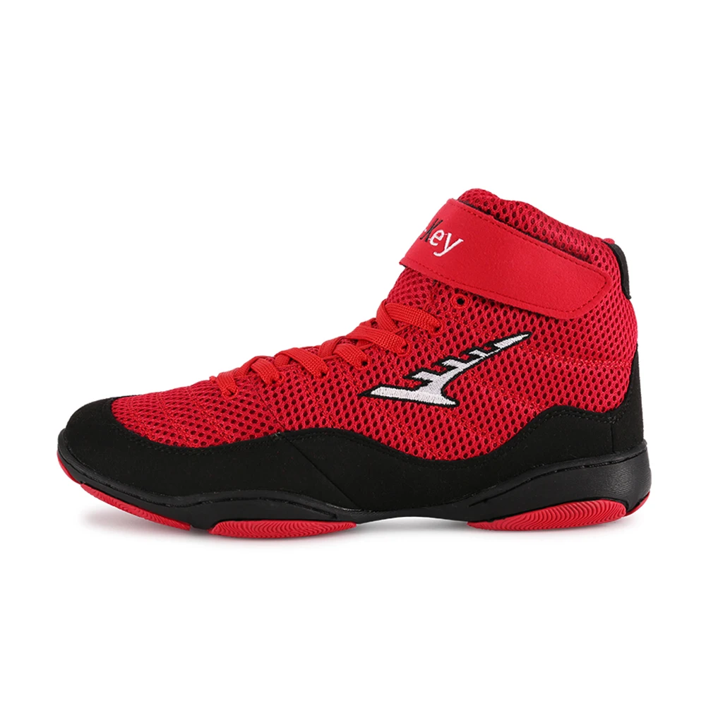 
Custom professional fashion sport leather red boxing shoes for men 