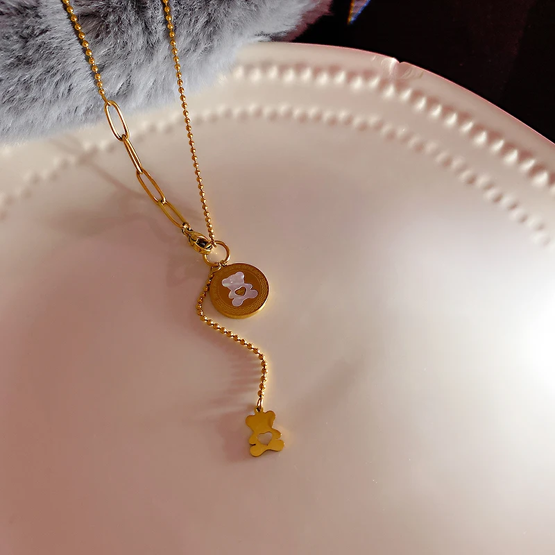 

fashion trendy jewelry pendant teddy bear necklace women