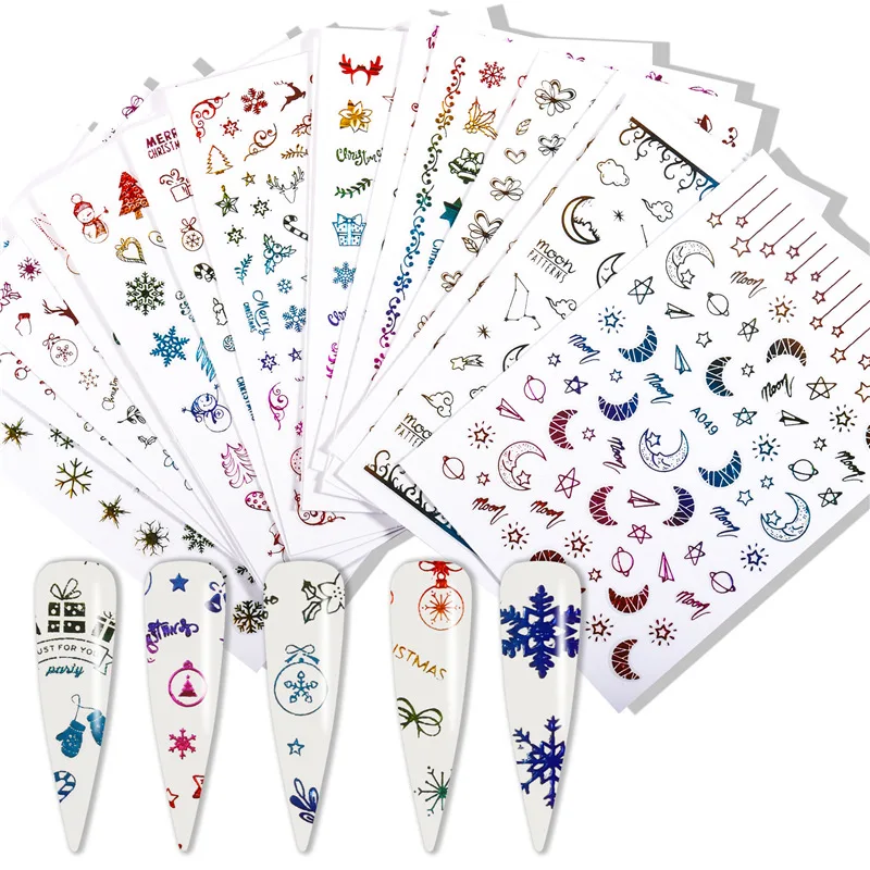 

MSDS Christmas Xmas 3d Colorful snow flakes nail art deasigner designer nail stickers luxury 2021 nail decal stickers, Mixed colors