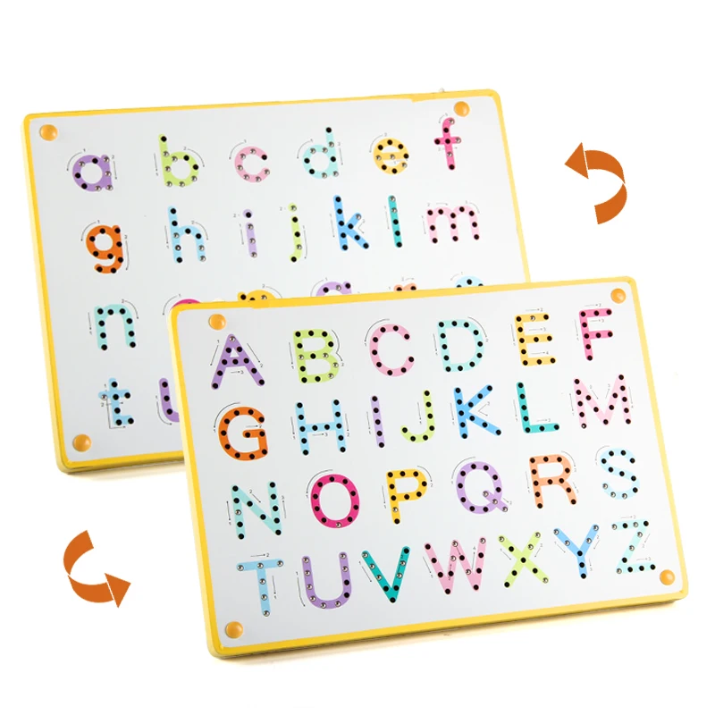 

ble Sided Magnetic Letter Board 2 in 1 Alphabet Magnets Tracing Board for Toddlers ABC Letters Uppercase Lowercase Practicing