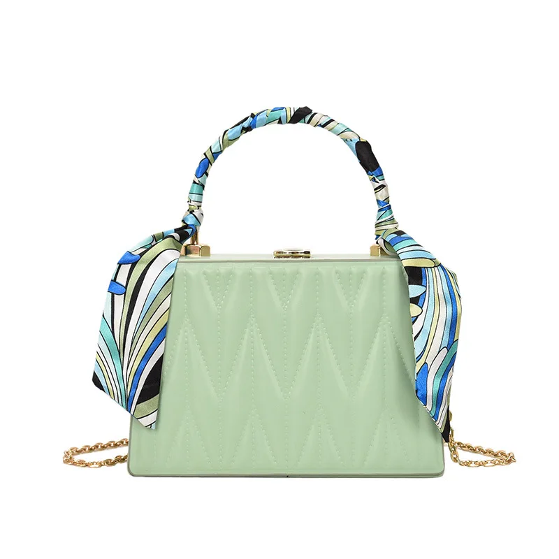 

Wholesale Summer Fashion Box Case Design Women Handbag Crossbody Single Shoulder Bag Metal Chains Women Purses and Handbags, White,khaki,black,green,pink