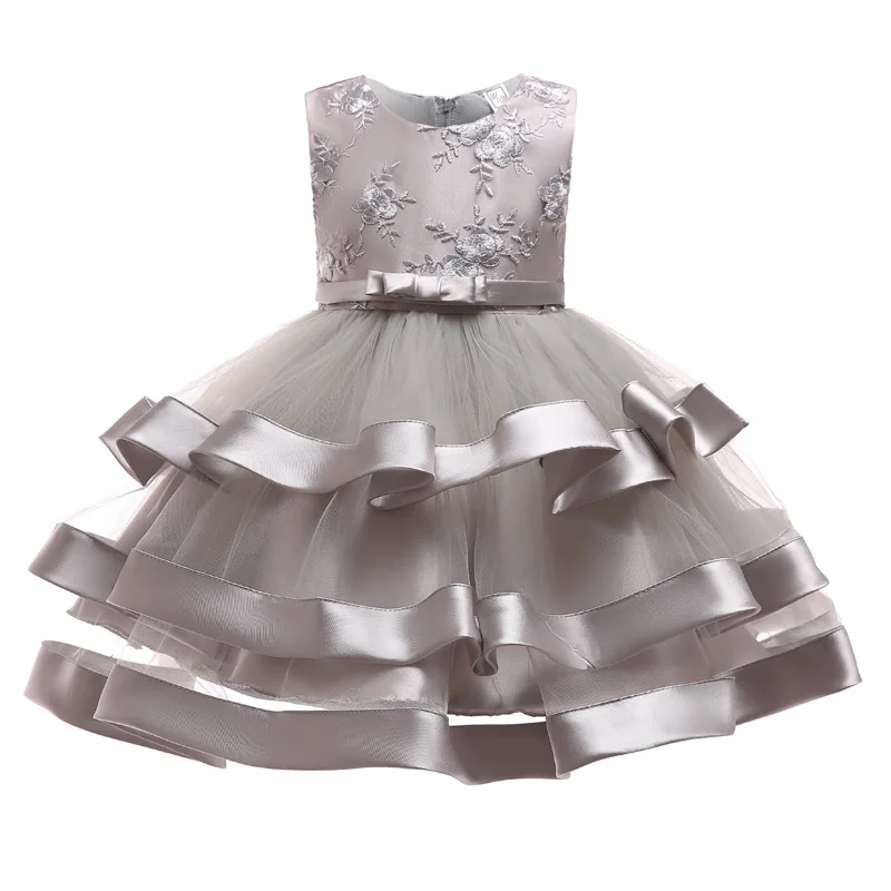 

Multi-layer Tutu Embroidered Show Party Host Occident Flower Girls Dress, Picture shows