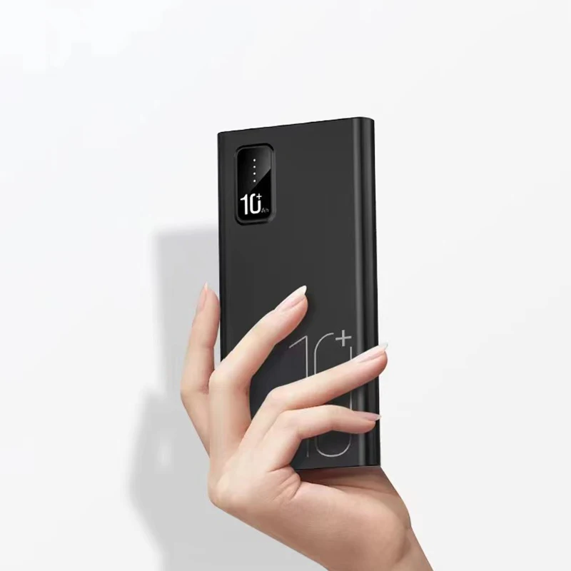 

Power Bank 10000mah Gift Portable Charger Led External Battery smart Phone Powerbanks, Black, white
