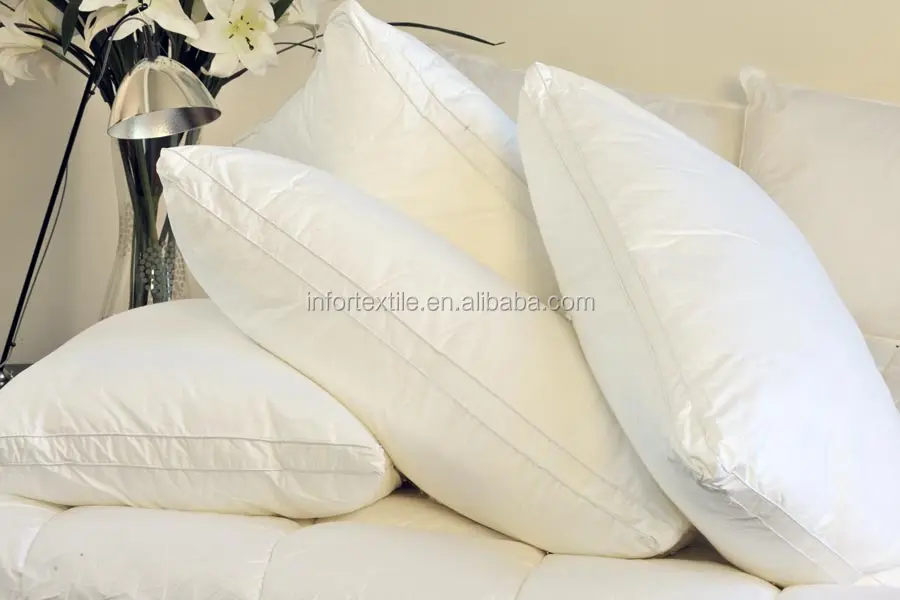 233TC  DOWN PROOF  100%COTTON   white color pillow shell with  piping AND HEIGHT  OR  3D MESH
