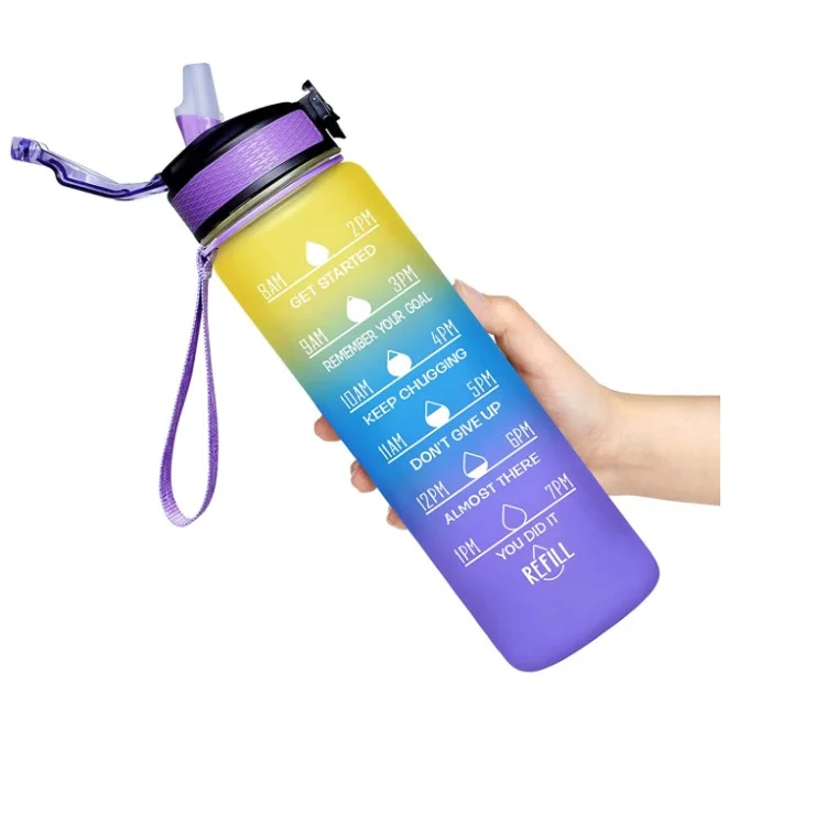 

Best Water Bottle Gym and Outdoor Sports Motivational Bottle Time Marker 32oz Leakproof BPA Free Water Bottle, Customized color acceptable