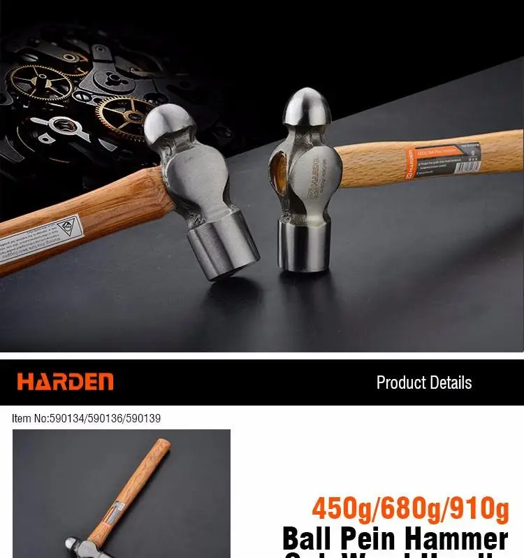 Wholesale Professional Custom Auto Repairing Carbon Steel 450g Ball Peen Hammer With Wood Handle