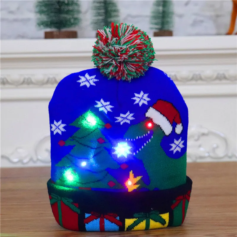 

2021 new arrival Christmas hat Christmas gift flashing light LED light knitted hat