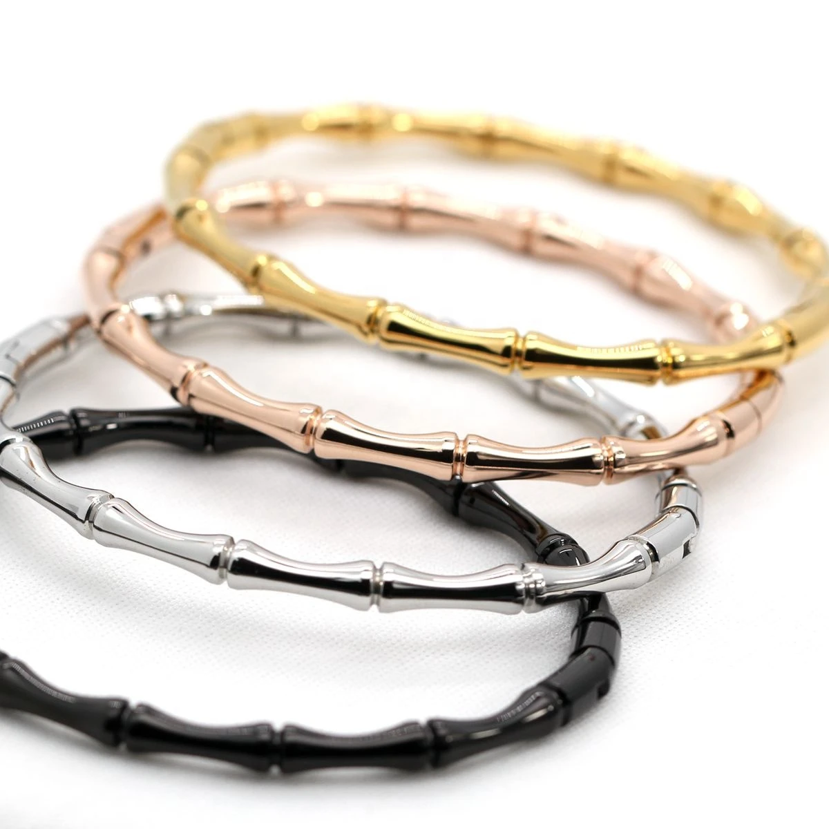 

Hot Sale Handmade Jewelry High polished Bangles Fashion Women Jewelry Bracelets Stainless Steel Bamboo Bangles As Gifts, Ip black,gold,color platting