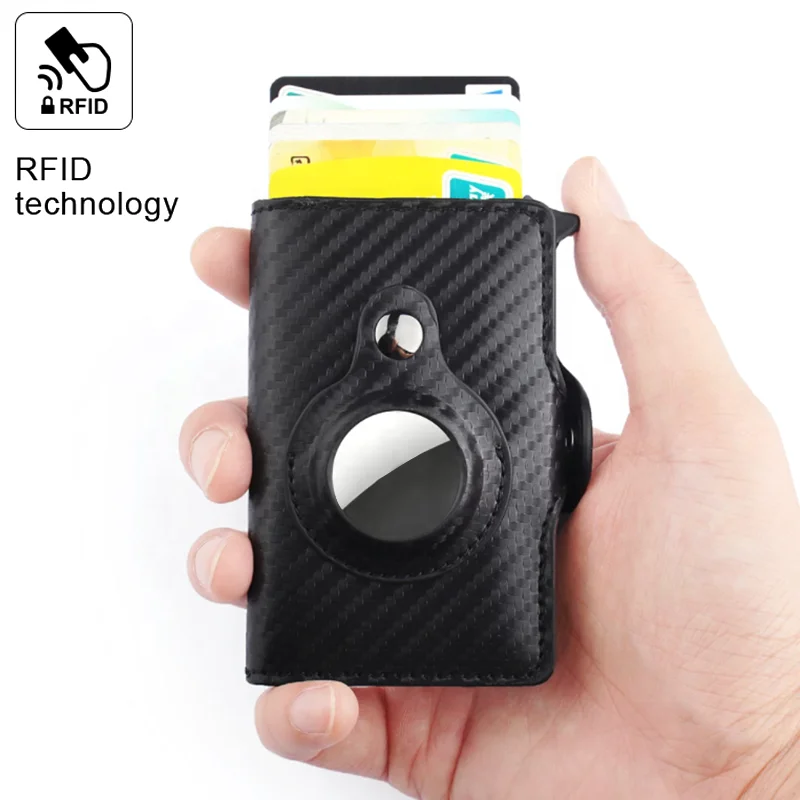 

Holder Case with RFID Blocking Slim Minimalist Front Pocket Air tag Wallet Card with Built-in Airtag Wallet for Air tag Wallet, Black, brown, carbon fiber, etc.