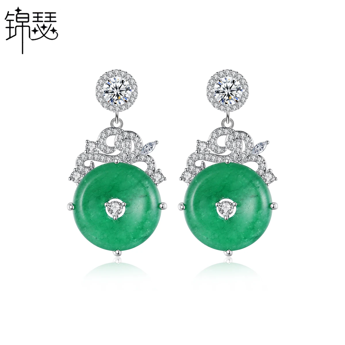 LUOTEEMI Jade Stone Unique 2023 Earing Luxury New Design Copper Elegant Earring Woman