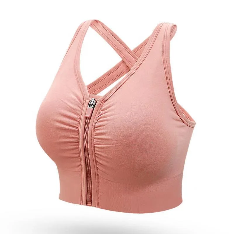

TY Front zipper cross beautiful back sports underwear shockproof gathering shaping running fitness bra