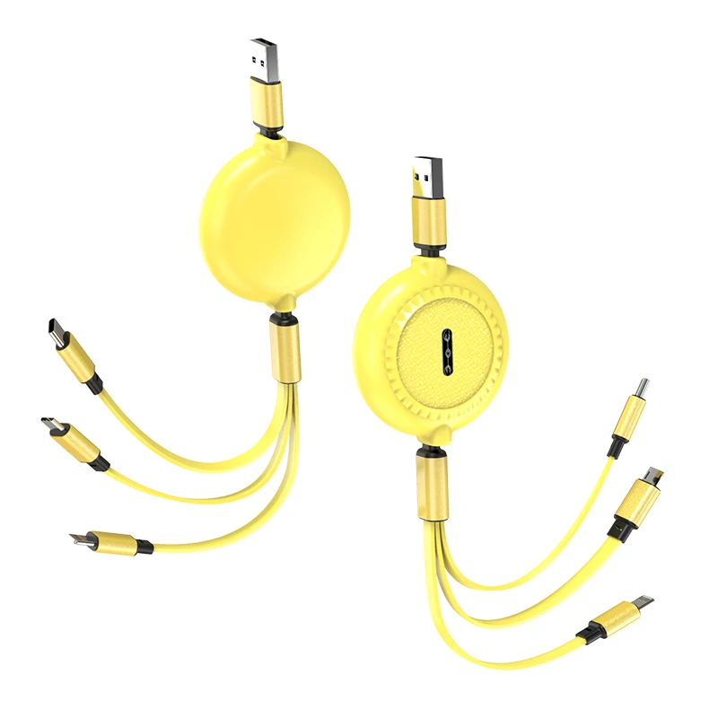 

2021 New Multi Charger Cable 3 in 1 Multiple Ports Devices USB Charging Cord 3 In 1 USB Cable, Black red purple yellow green pink