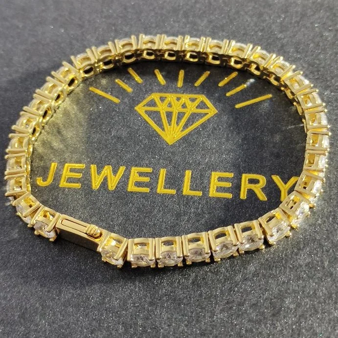 

Retail 4mm high quality Tennis Bracelet 18K Gold hip hop jewelry Tennis Bracelet, Yellow/whit/rose gold