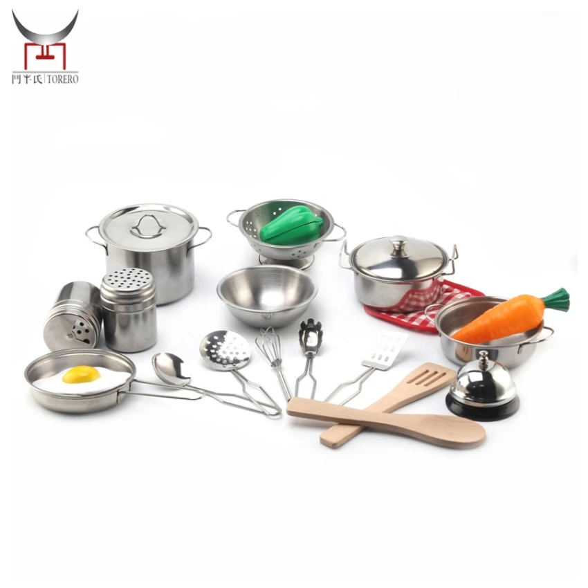 

304 Stainless Steel Kids Kitchen Pretend Play Set Mini Play House Cookware Set Montessori Educational Creative Cooking Toy