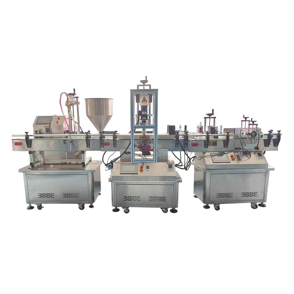 

Automatic desktop oil bottle filling line with filling capping and labeling machine for paste tomato cream cosmetic products