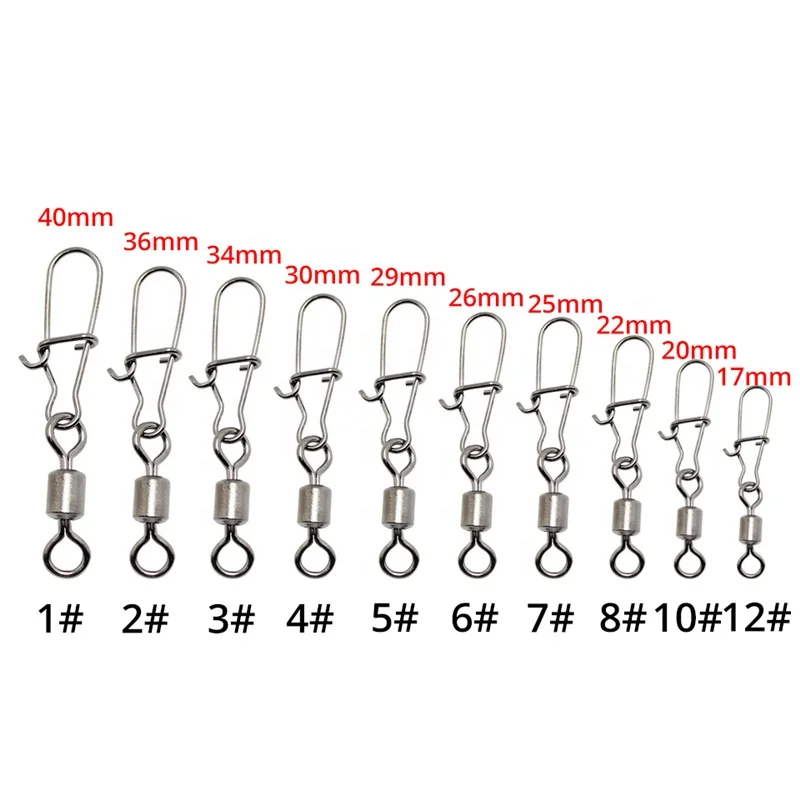 

20PCS/Lot Connector Barrel Swivels Rolling Swivels With T shape Snap Fish Fishing Tackle Fishing Swivel Pesca Accessory, As picture