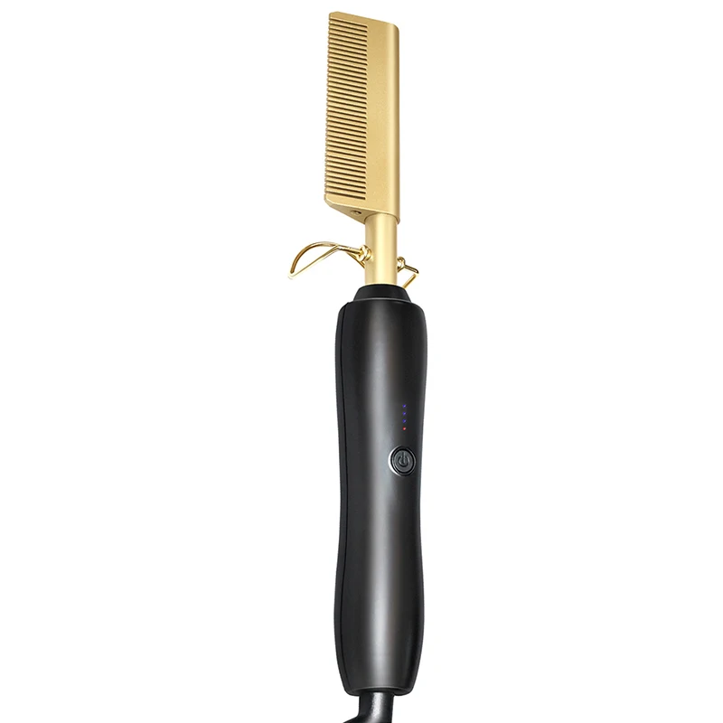 

Hair Straightener, Flat Irons Straightening Brush Hot Heating Comb, Black+gold