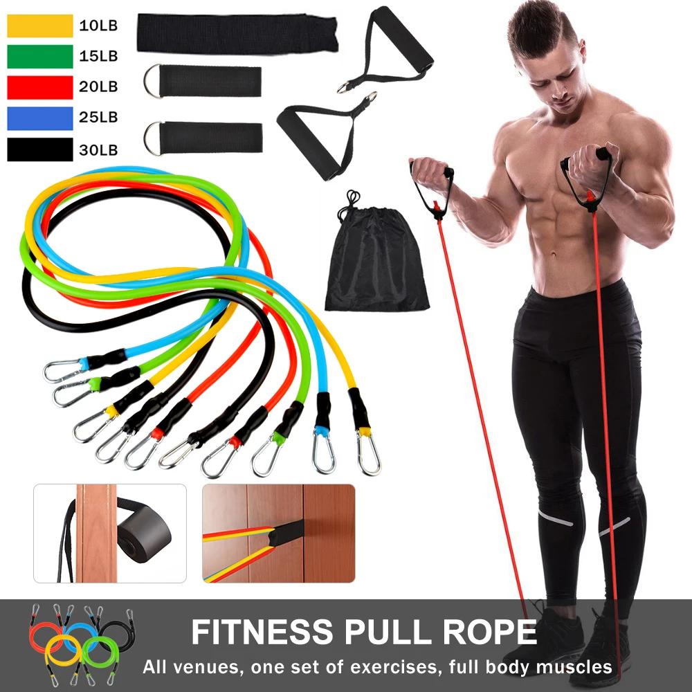 
17Pcs Resistance Bands Set Expander Exercise Fitness Rubber Band Stretch Training Home Gyms Workout 