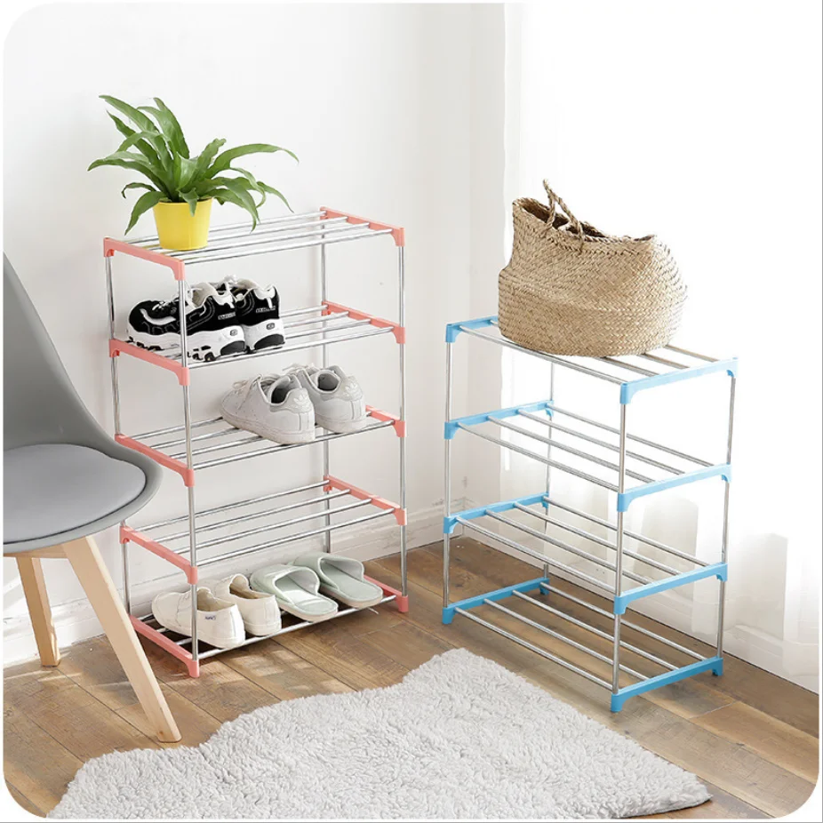 

Household stainless steel assembled shoe rack multi layer shoe cabinet simple shoe storage