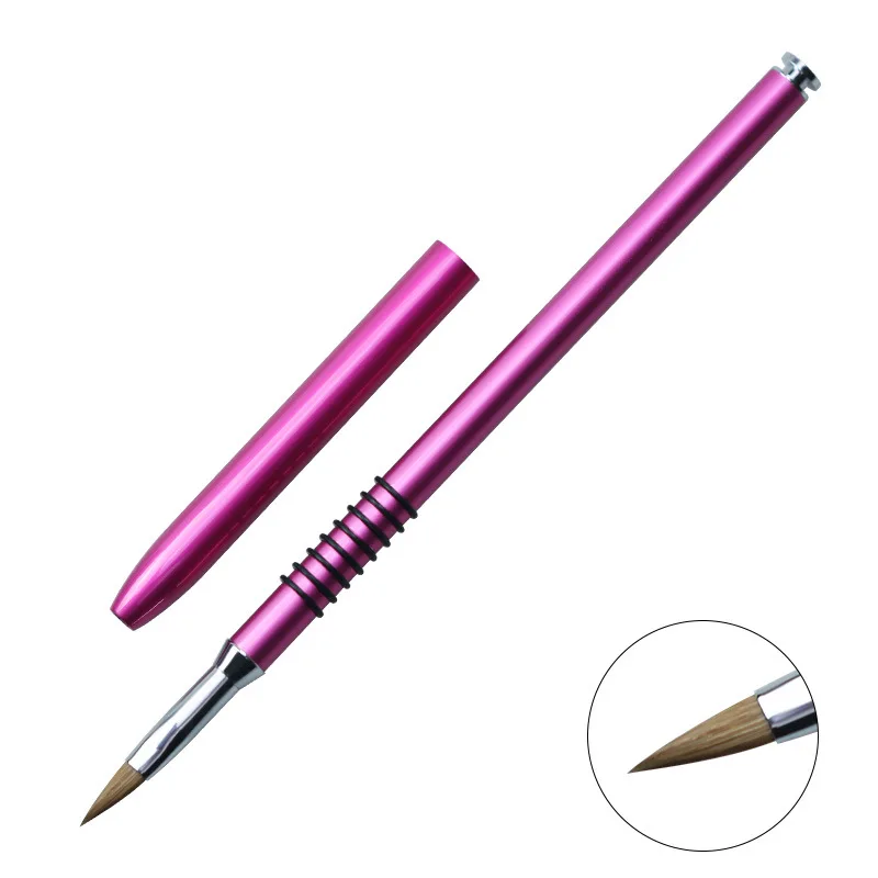 

Nail Tool Pen Carving Pink Metal Handle Flower Drawing 3D Nail Brush Acrylic Gel Polish Nail Brushes, As pic show