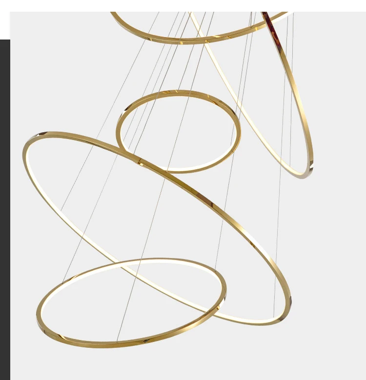 Modern hotel lobby villa living room chandelier light luxury creative dining room lamp atmospheric ring bedroom led lamp