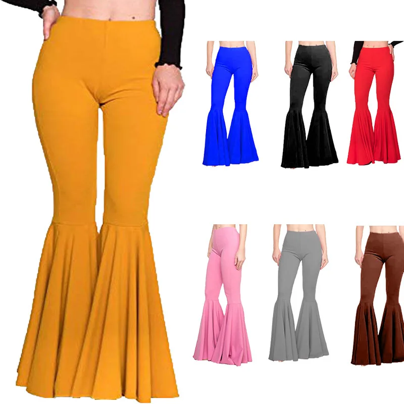 
High waist trousers Cotton Bell Bottom pant Slim Fit Plus Size Casual Flare pants for Western Women 
