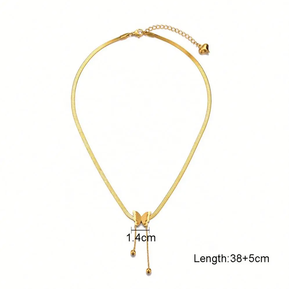 

Explosive Gold Butterfly Tassel Necklace Women's Exquisite Snake Bone Chain