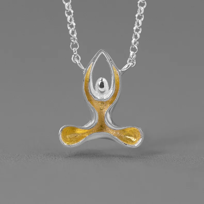 

New Design 925 Sterling Silver Abstract Yoga Body Posture Necklace For Women Jewelry 2021