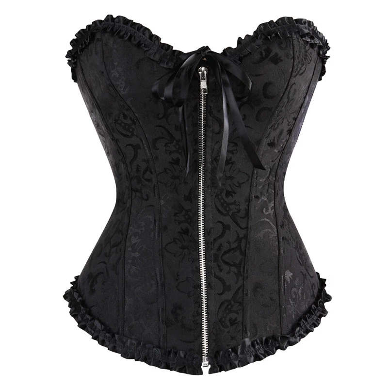 

Overbust Corset Sexy Lace Plus Size Erotic Zip Floral Women Bustier Corset Lingerie Tops Brocade Victorian Fashion Dropshipping