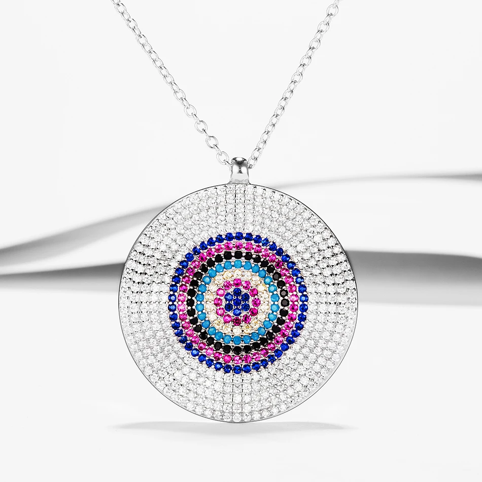 

Original Design 925 Sterling Silver Necklace With Colorful CZ Blue Eye Pendants Necklaces Fit Women And Girl Fashion Jewelry