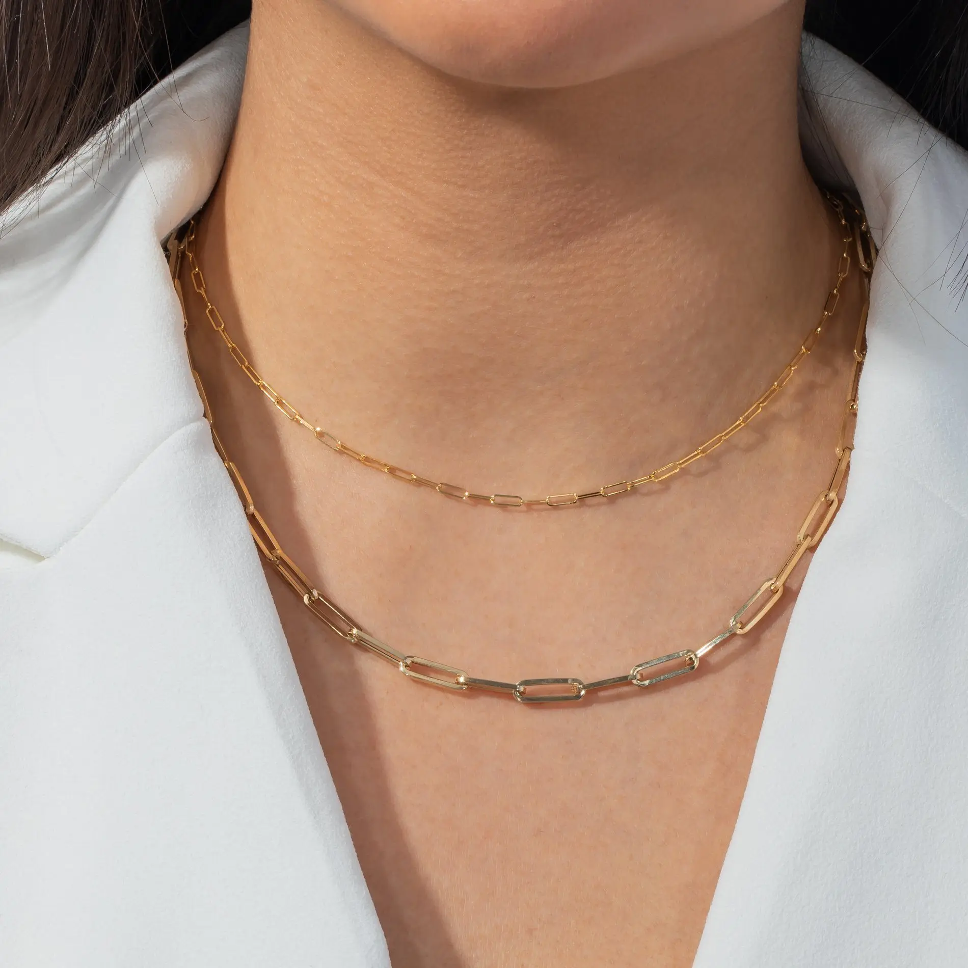 Gold Vermeil Paperclip Necklace Long 