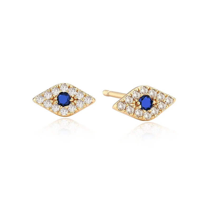 Carline New Design 18K Gold Plated Jewelry Wholesale Devil's Eyes 925 Sterling Silver Blue Zircon Stud Earrings Custom For Women