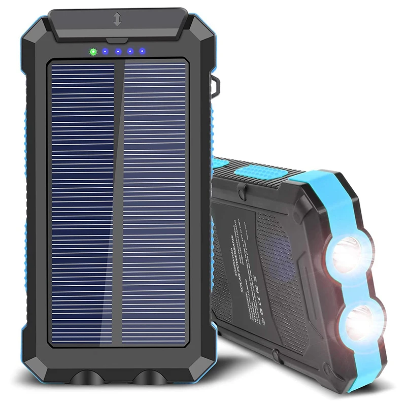 

Amazon Hot Selling 30000 Mah Solar Mobie Phone Charger Solar Powerbank Dual Usb Solar Power Bank Waterproof With Led Light, Black/orange/blue/green/red/ect.