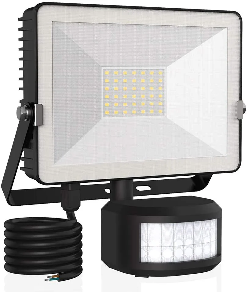 Security Lights Outdoor Motion Sensor, MustWin 30W LED Floodlight 3000LM PIR Lights 6000K Daylight White Flood Light