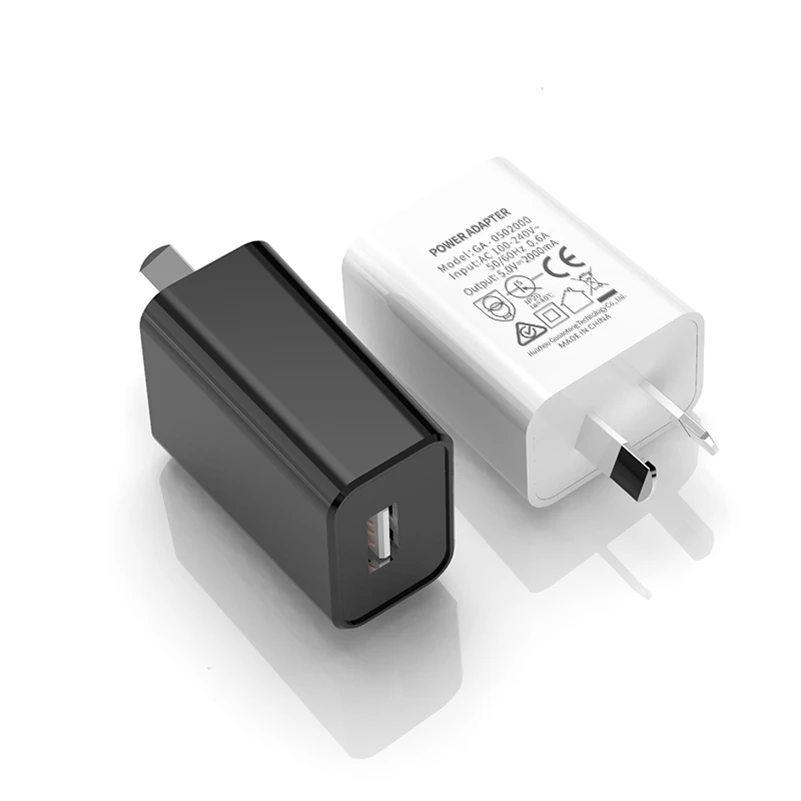 

US/EU/AU Plug Cheap LOGO Custom More functions Portable 1 port 5v 2a 5w 10w Usb Wall Charger With SAA Certificate, White /black