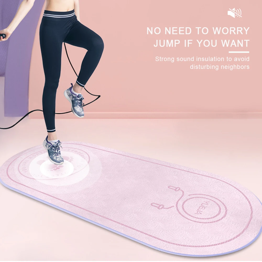 

Non-Slip TPE Mat Jump Rope Skipping Floor Workouts For Sports Pads Silent Yoga Pad Textured Thick 8mm High Density