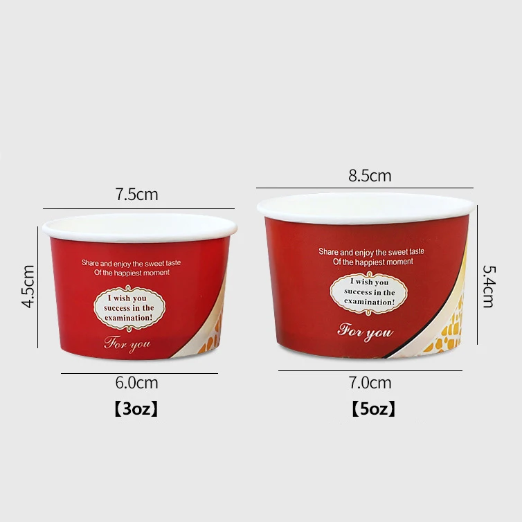 
Custom LOGO Printed Single Wall Cheap Disposable Sorbet Ice Cream Yogurt Paper Cups With Dome Flat Lid Cups 