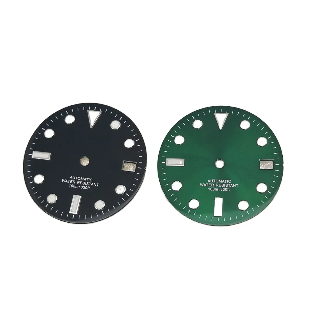 

Sterile Super Blue Luminous Mirror Fit NH35 NH35A Movement Watch Dial, Black/green