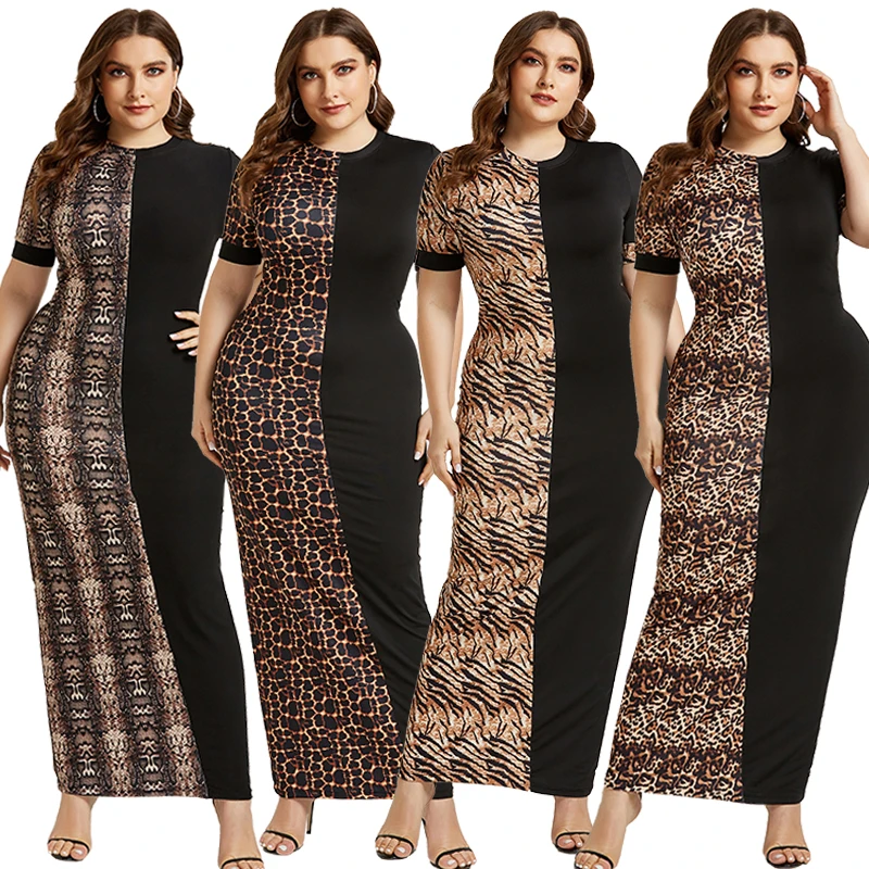 

rFP5251 knit dresses women lady elegant plus size 5XL short sleeve O neck stretchy office clothing, Shown