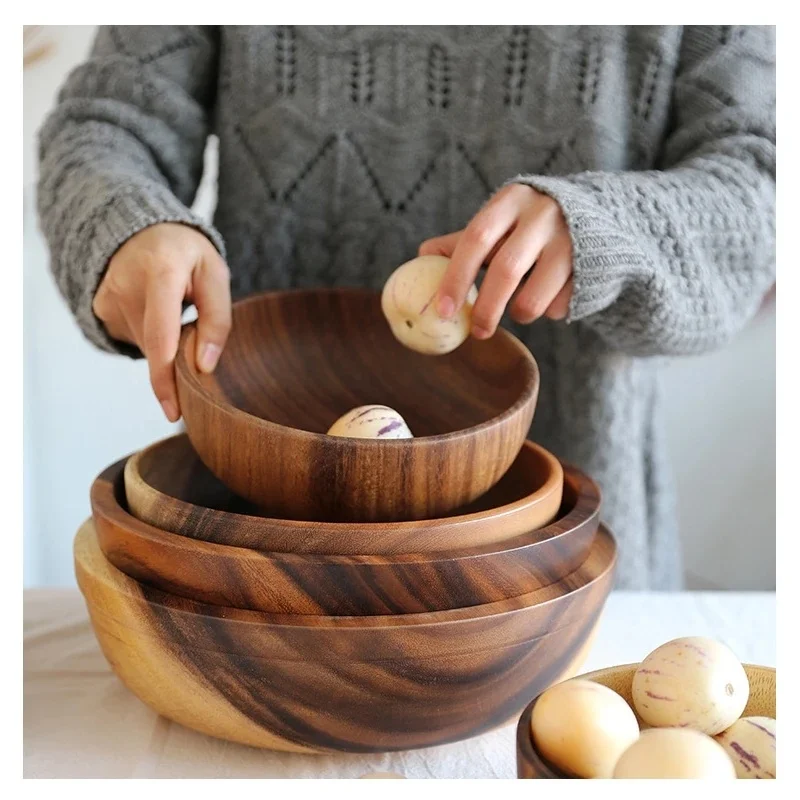 

Natural Bowl set Creative Coconut Shell Fruit Salad Noodle Rice Wooden bowl Tableware restaurant for home kitchen Decoration, Wood