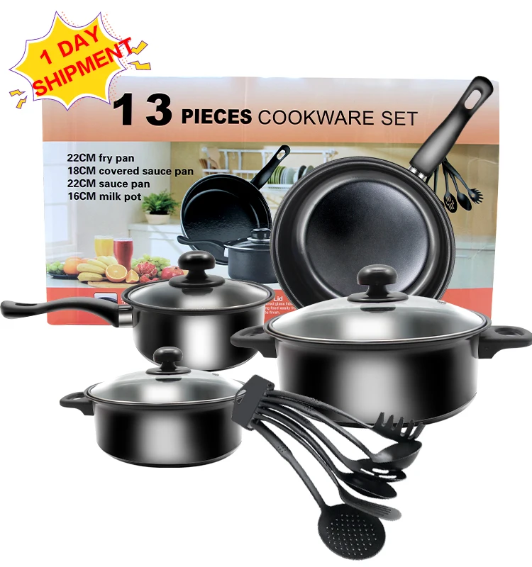 

Non Stick Die Casting Cast Iron Kitchen Cooing Pot Frying Pan Casserole Cookware Sets With Glass Lid, Customized color