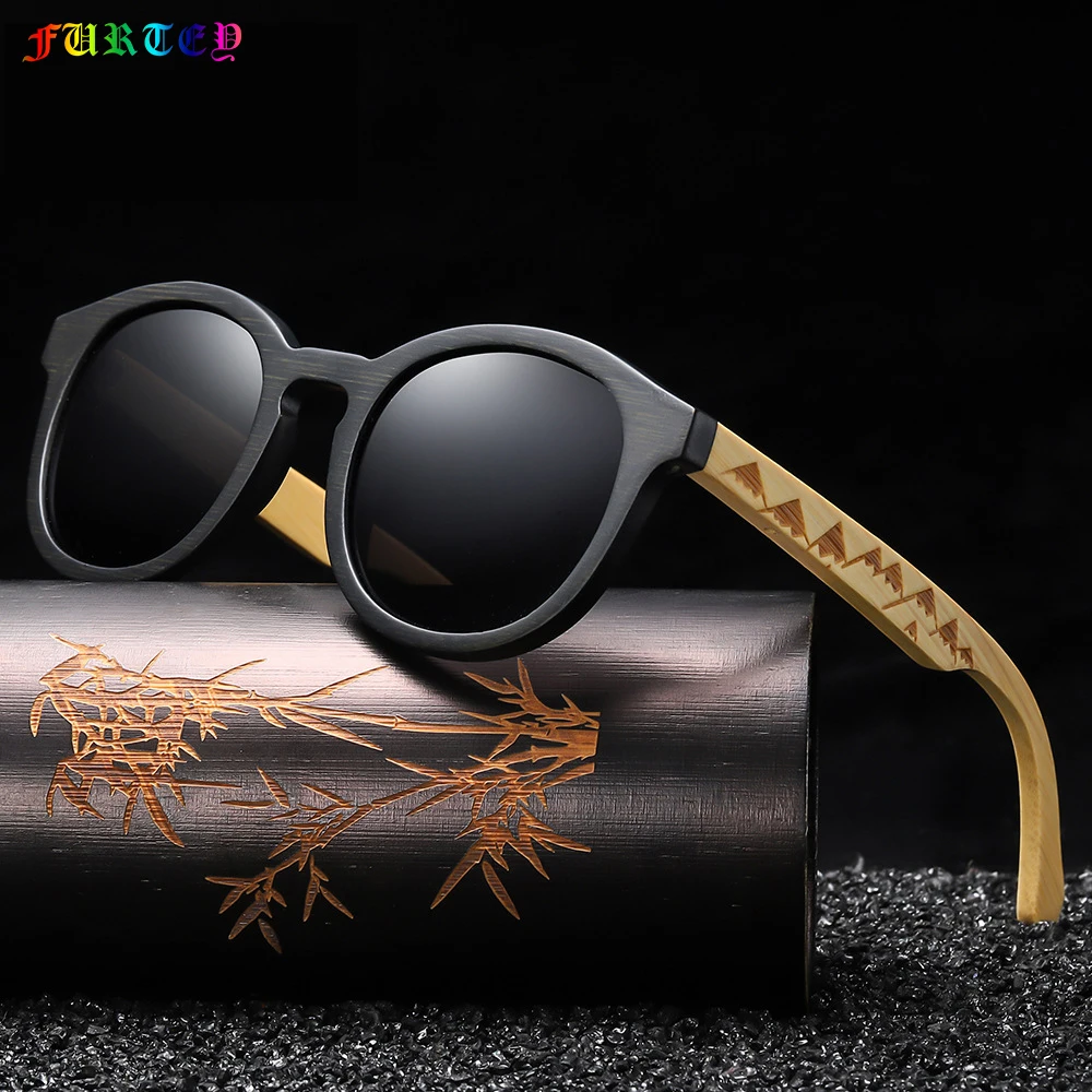 

1936 New style round all wooden sunglasses classic retro round bamboo polarized shades sunglasses for women men, Picture colors