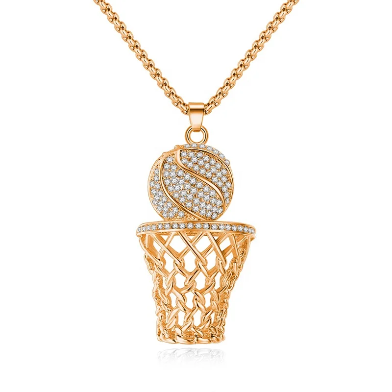 

Exaggerated personality ball box basketball basket pendant necklace N91