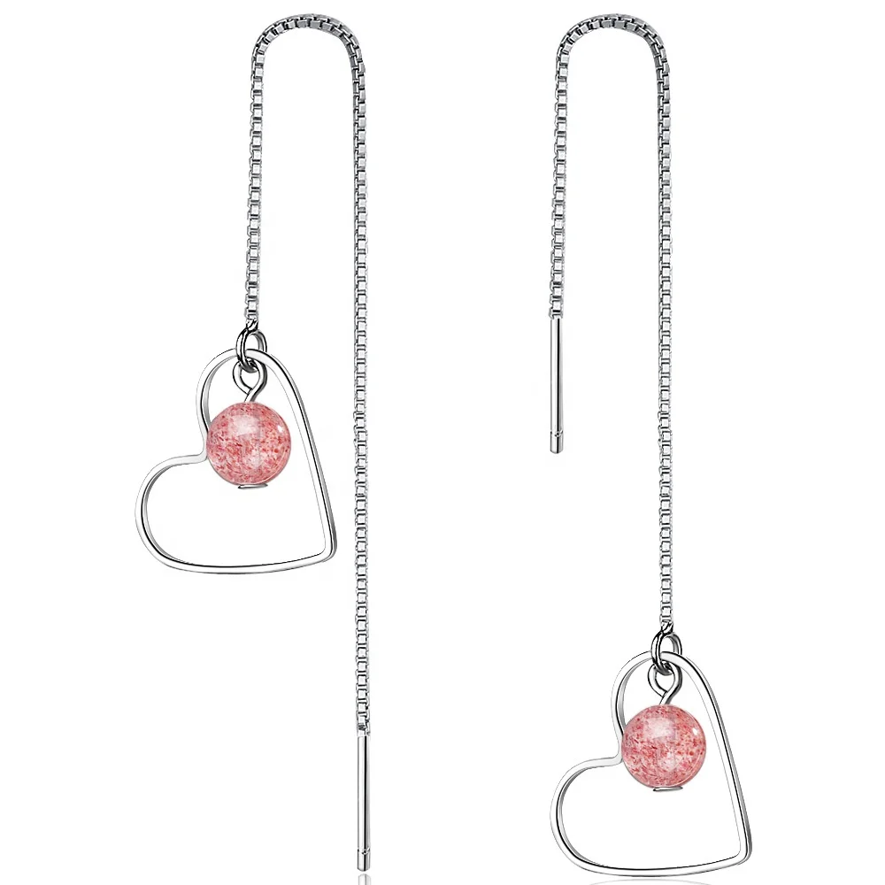 

High Quality Miss Heart Shaped Jewelry Pink Strawberry Crystal Ear Wire