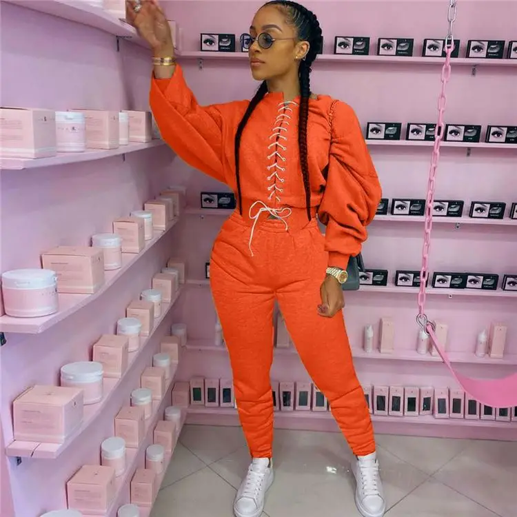 

2020 Fashion Casual Stitching Strappy Sweater Trousers Two Piece Suit For Women
